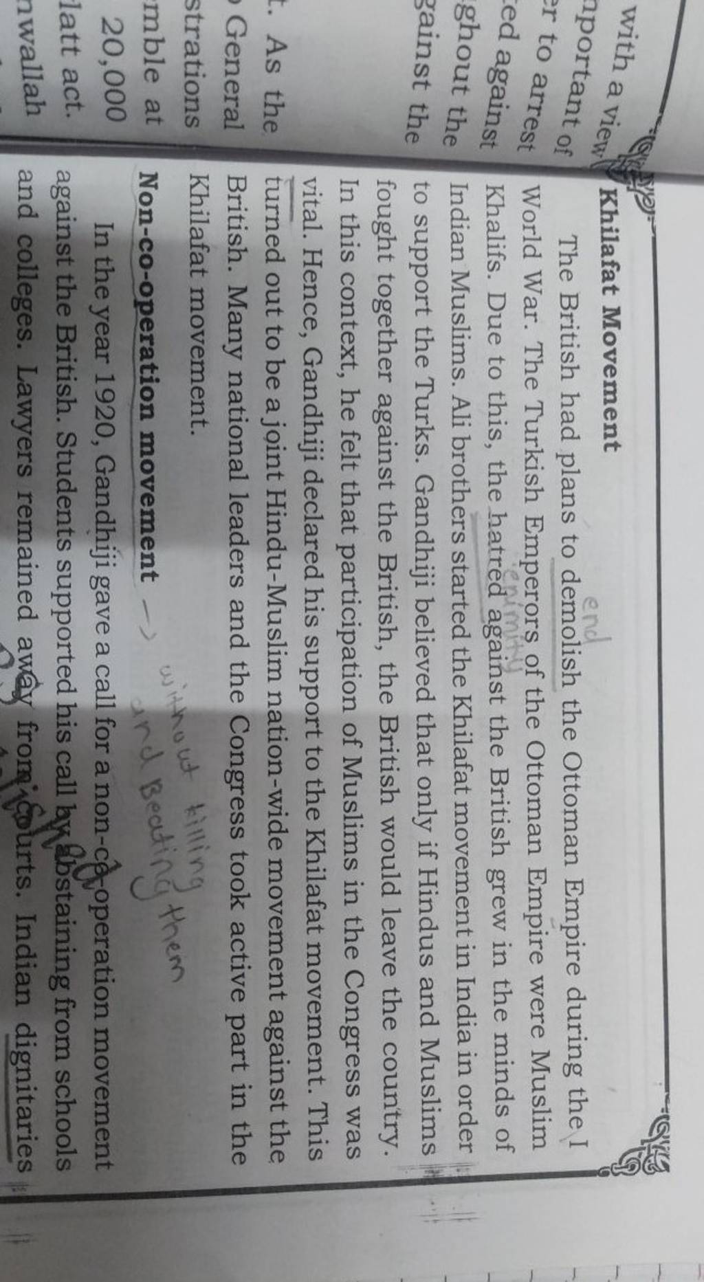 Khilafat Movement The British had plans to demolish the Ottoman Empire du..