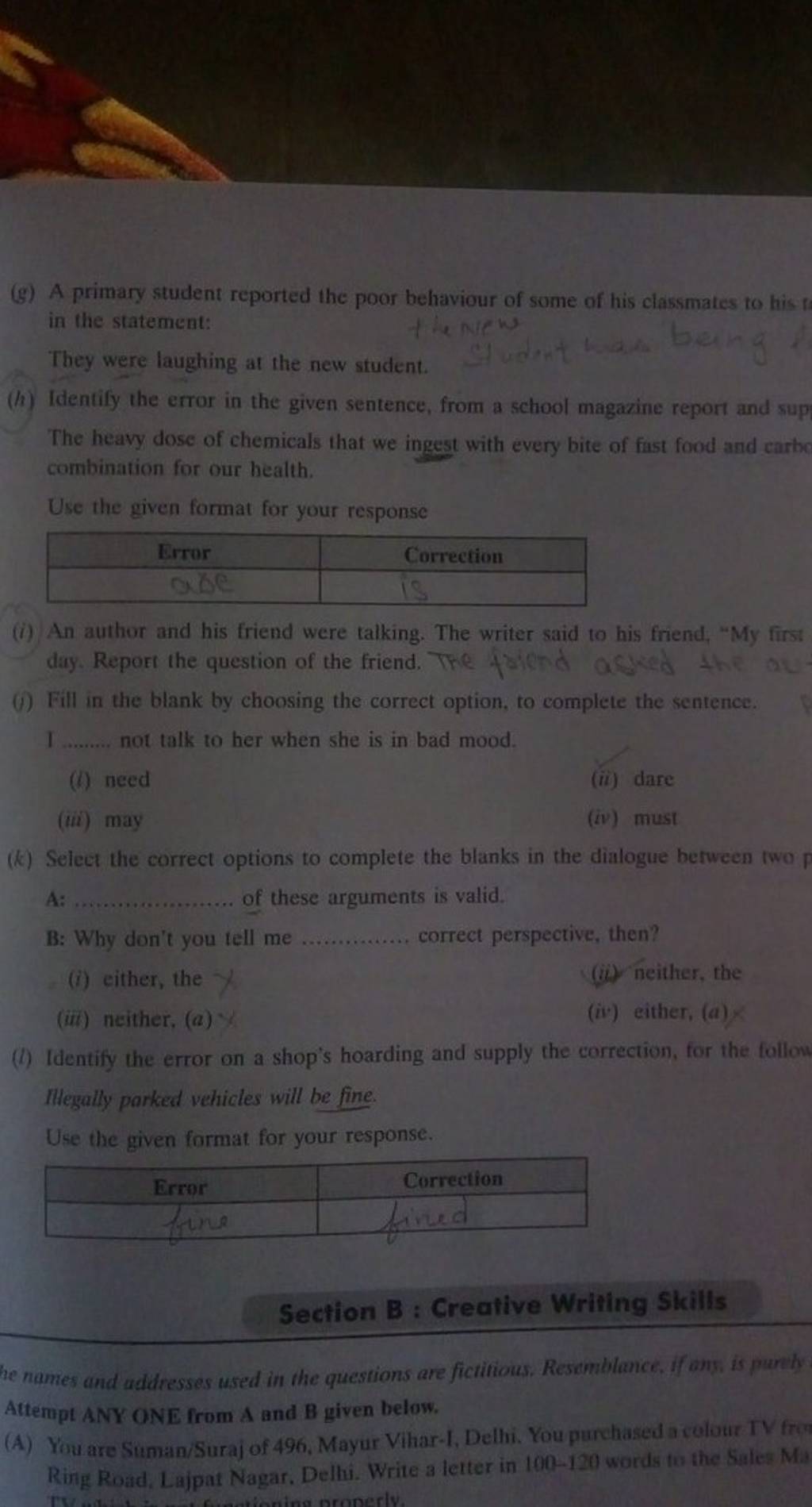 A Primary Student Reported The Poor Behaviour Of Some Of His Classmates