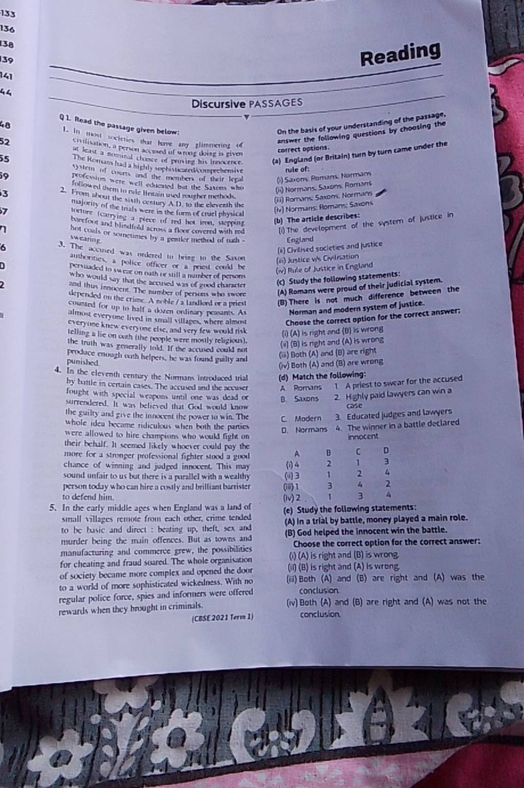 Reading Discursive Passages Q1 Read The Pasiage Given Below 1 In Miost