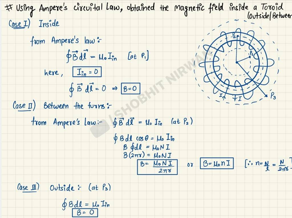 \# Using Ampere's Circuital Law, Obtained The Magnetic Field Inside A Tor..