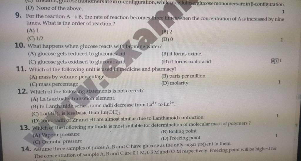 What happens when glucose reacts with bromine water? Filo