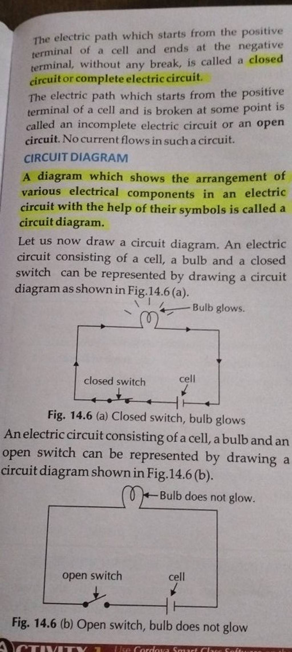 The electric path which starts from the positive terminal of a cell and e..