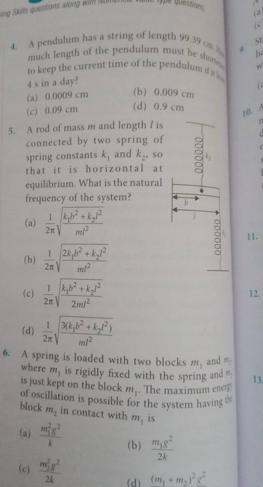 A Pendulum Has A String Of Length 99.39 Cm. H. Much Length Of The Pendulu..