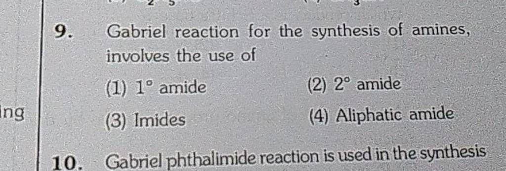 Gabriel reaction for the synthesis of amines, involves the use of | Filo