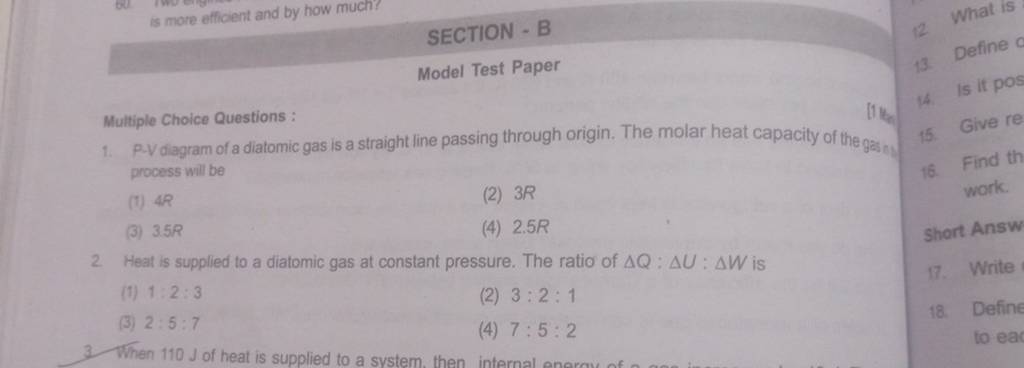is more efficent and by how much? SECTION - B Model Test Paper Multipl