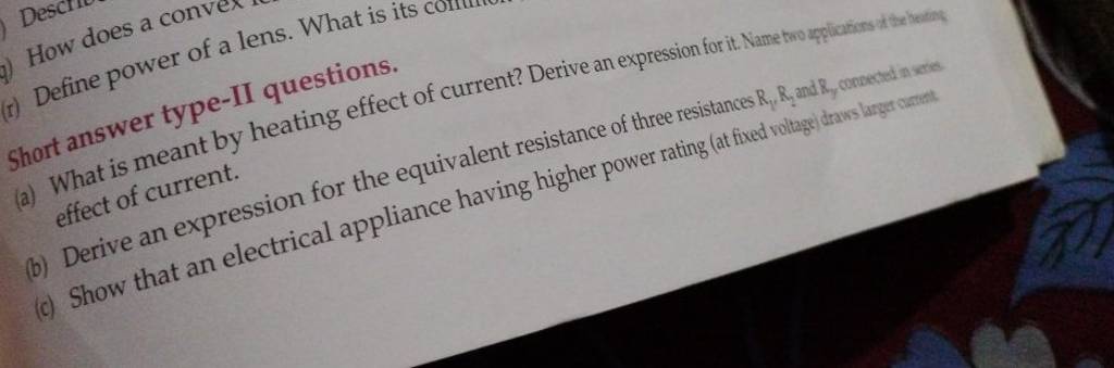 (b) Derive An Expression For The Equivalent Resistance Of Three Resistanc..