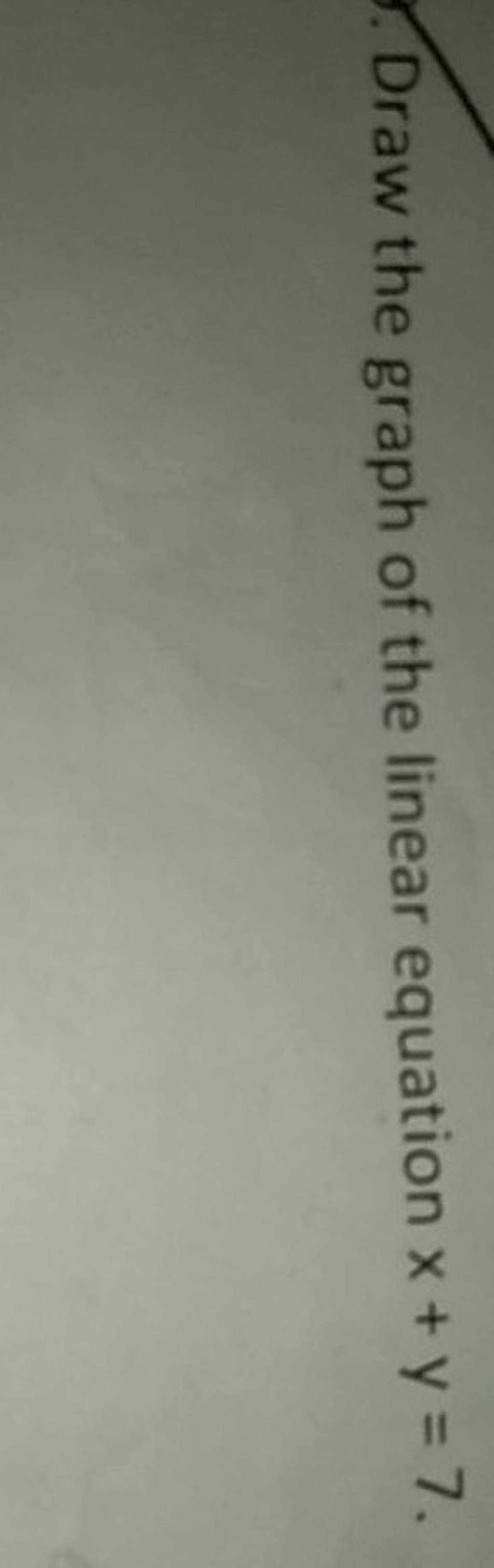 Draw the graph of the linear equation x+y=7. Filo