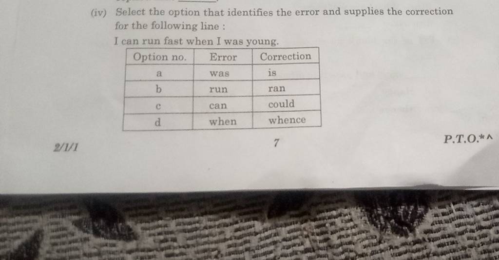 (iv) Select The Option That Identifies The Error And Supplies The Correct..