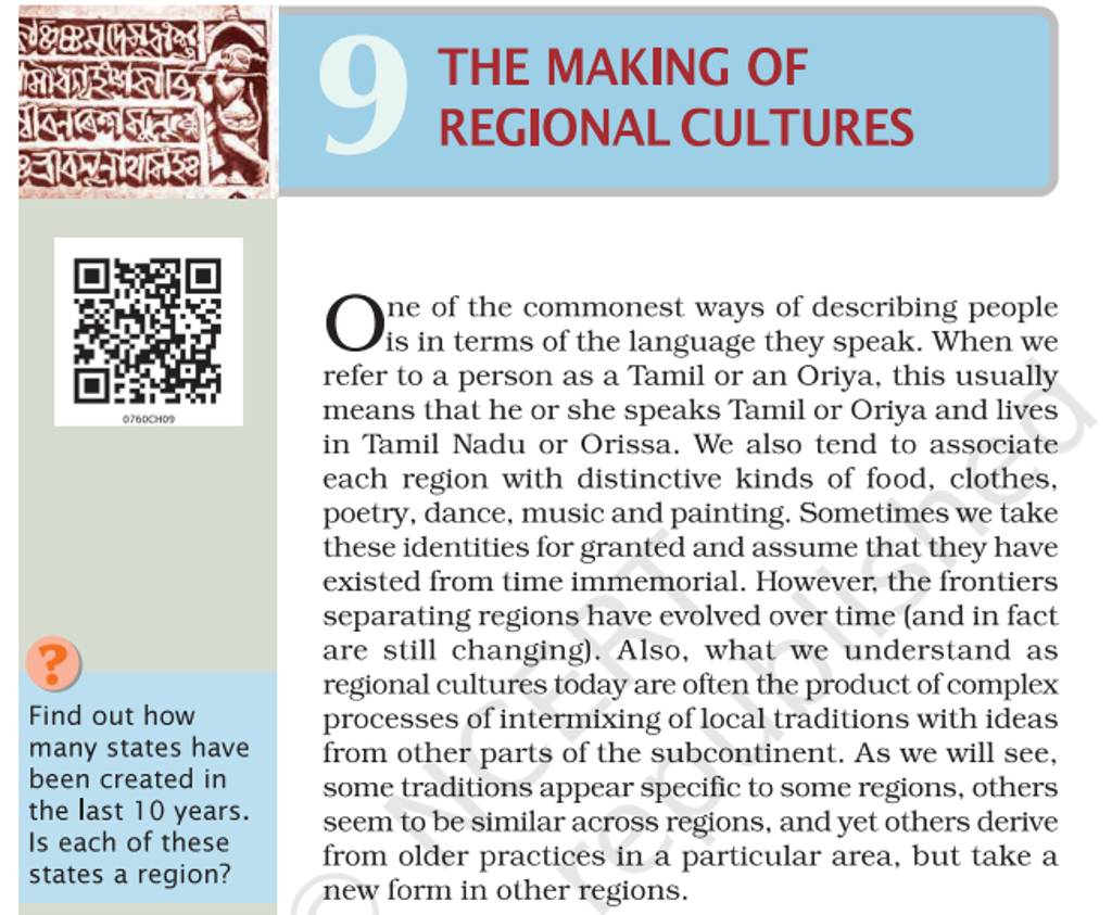 THE MAKING OF REGIONAL CULTURES ne of the commonest ways of describing pe..
