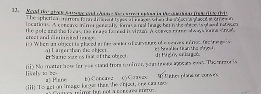 Read The Given Passage And Choose The Correct Option In The Questions Fro..