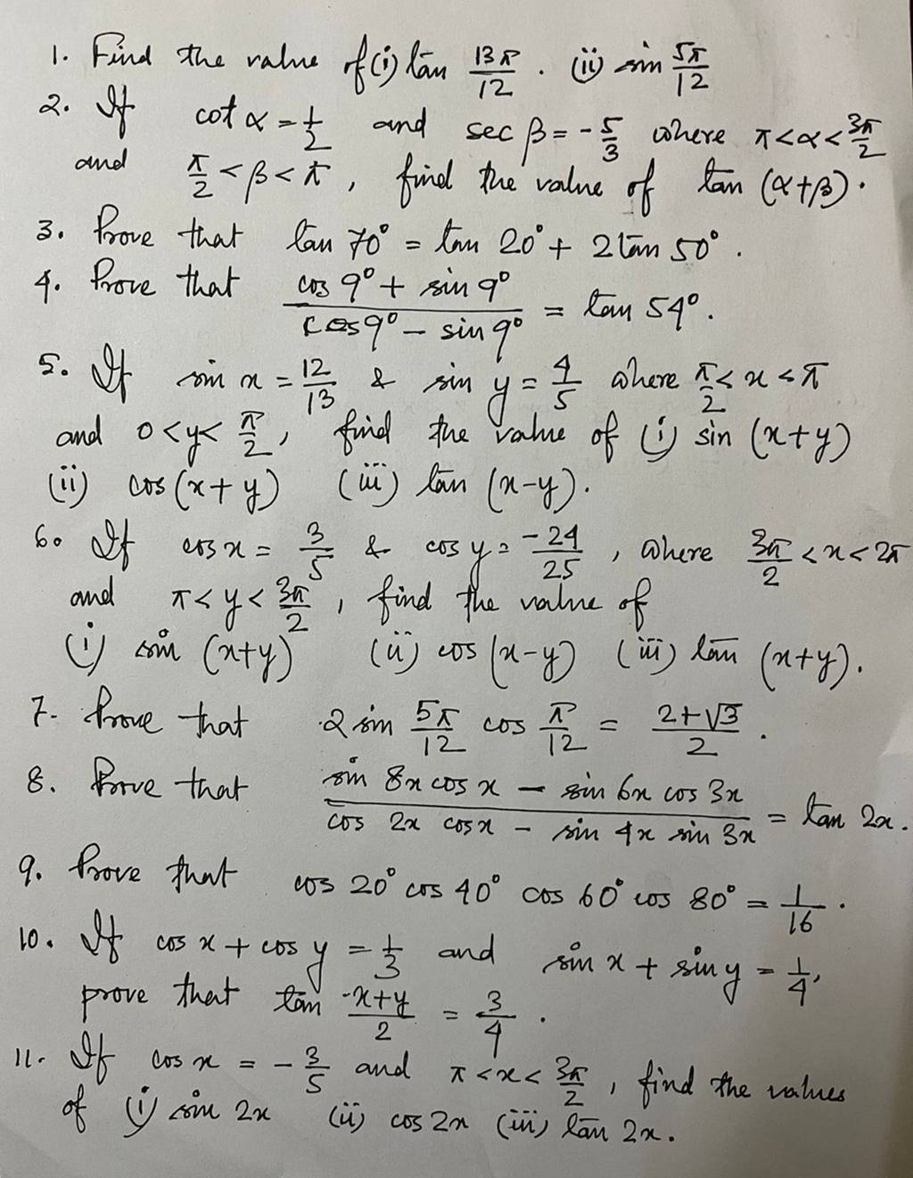 1 Find The Value Of i Tan 1213 ii Sin12 2 If Cot 21 And Sec 1-find-the-value-of-i-tan-1213-ii-sin12-2-if-cot-21-and-sec