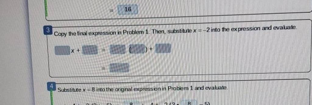 3 Copy the final expression in Problem 1. Then, substitute x=−2 into t