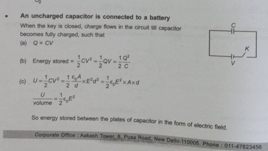 - An Uncharged Capacitor Is Connected To A Battery When The Key Is Closed..