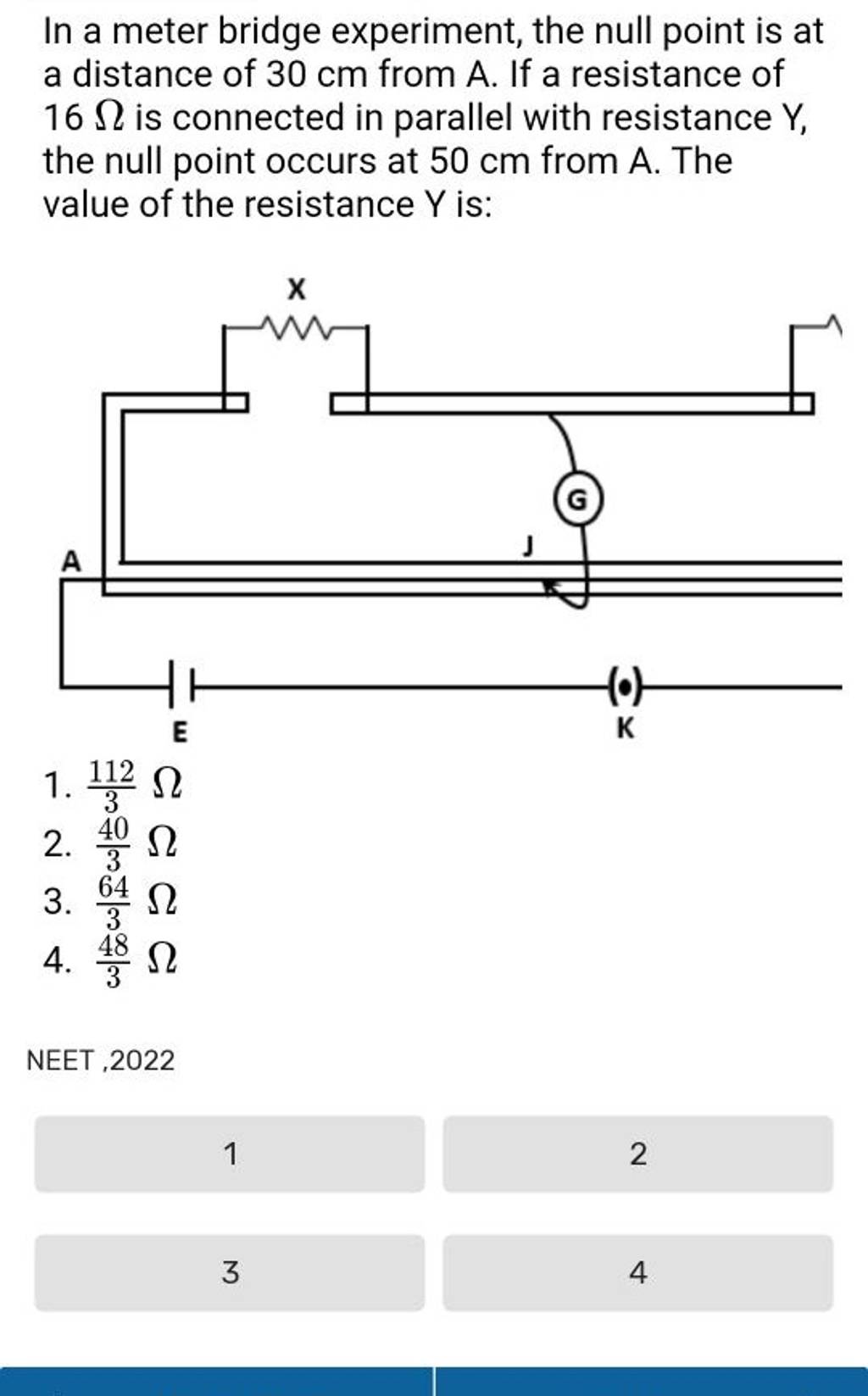 In a meter bridge experiment, the null point is at a distance of 30 cm fr..