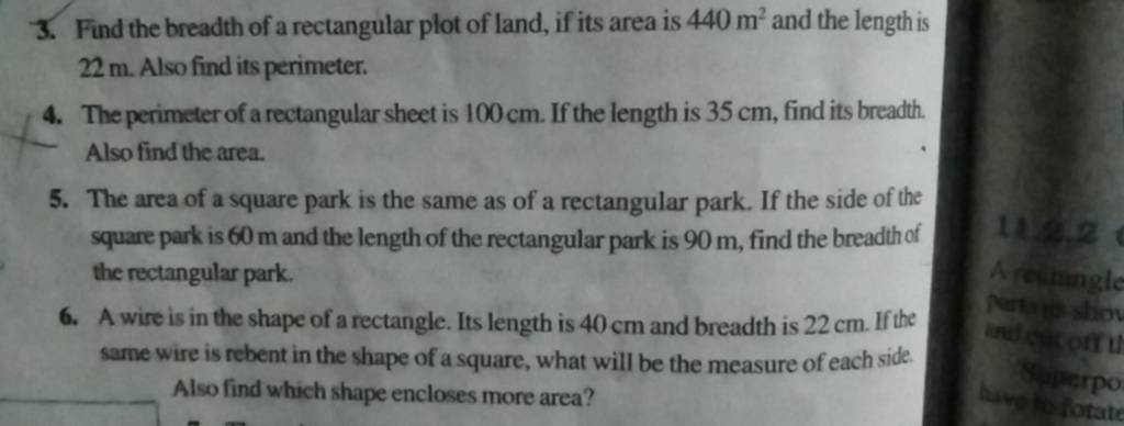 3 Find The Breadth Of A Rectangular Plot Of Land If Its Area Is 440 M2