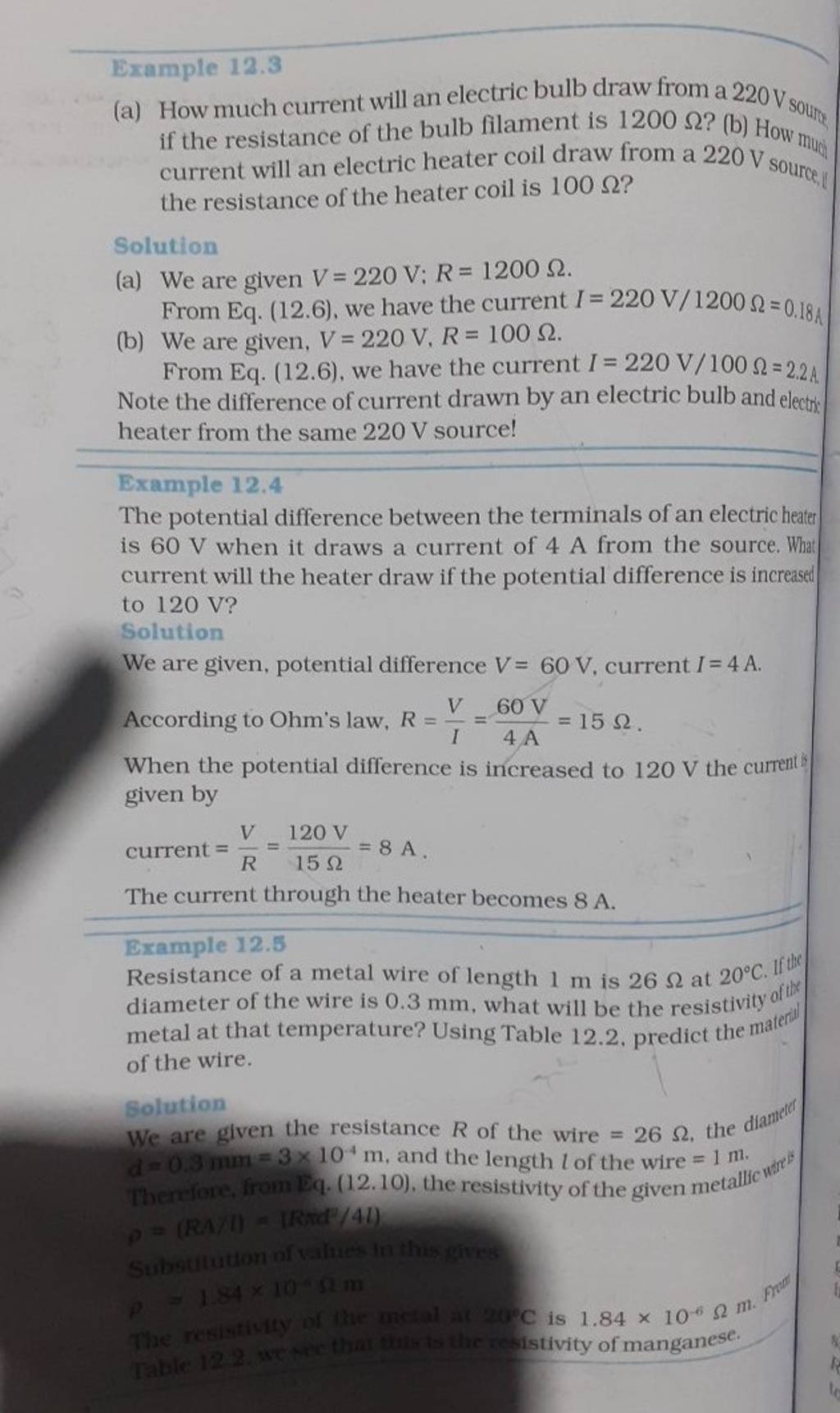 Example 12.3 (a) How much current will an electric bulb draw from a 220 V..