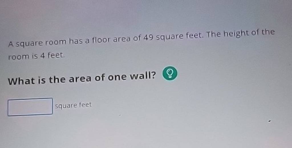 a-square-room-has-a-floor-area-of-49-square-feet-the-height-of-the-room