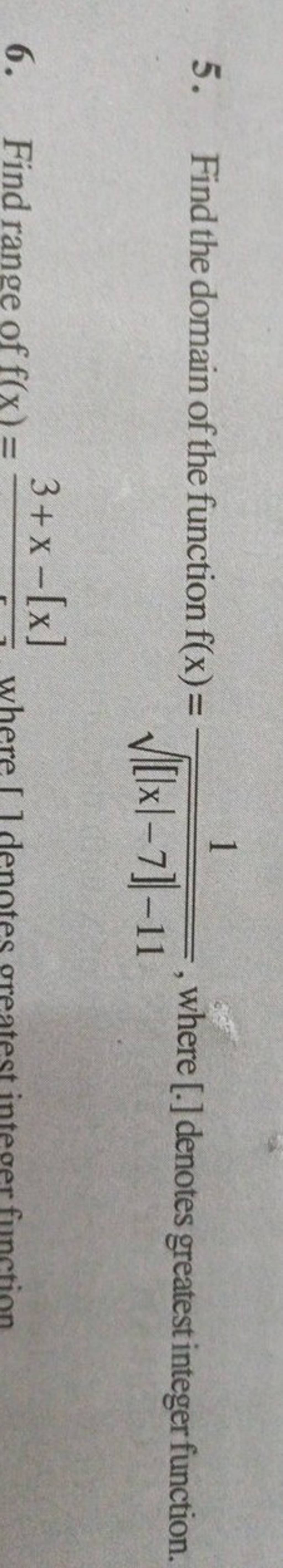 5-find-the-domain-of-the-function-f-x-x-7-11-1-where-denote