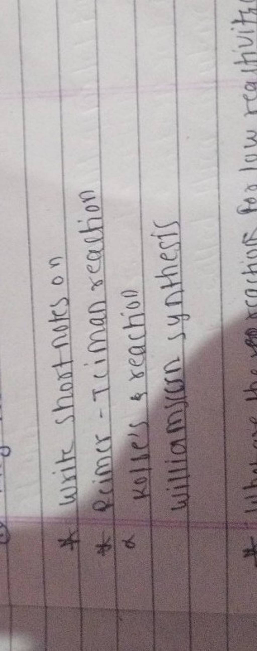 * Write short notes on * Pcimer tciman reaction α kolse's \& reaction w..