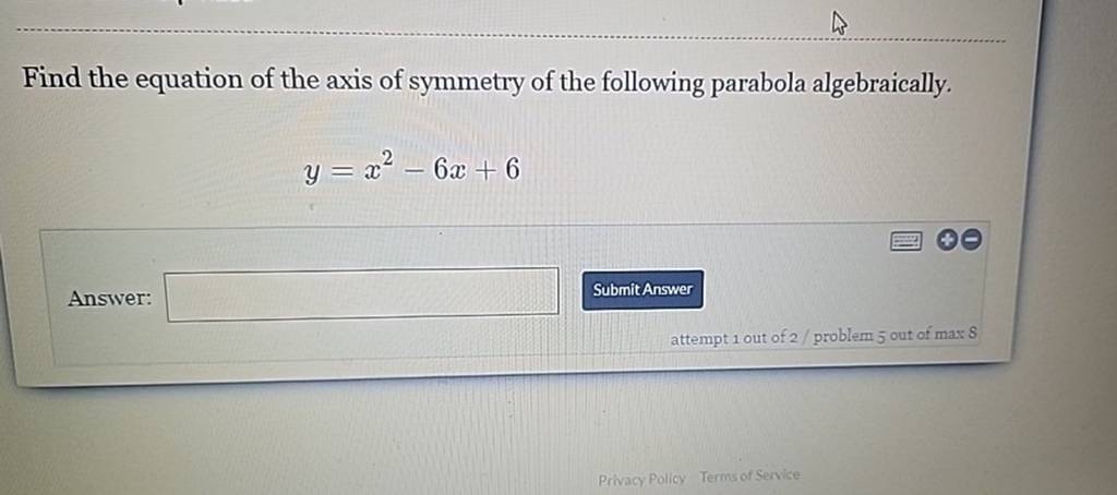 Find the equation of the axis of symmetry of the following parabola al