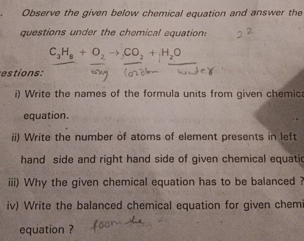 Observe the given below chemical equation and answer the questions under