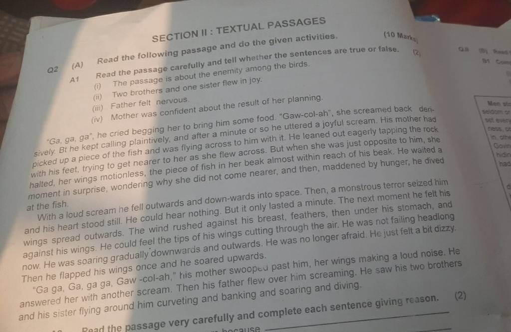 SECTION II TEXTUAL PASSAGES Q2 (A) Read the following passage and do the..