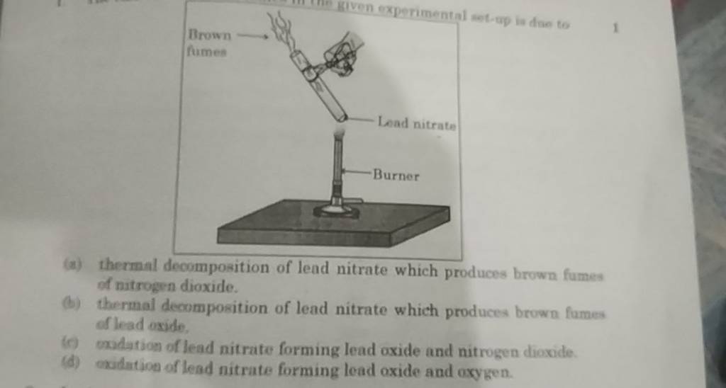 (a) thermal of lead nitrate which produces brown fumes of n..
