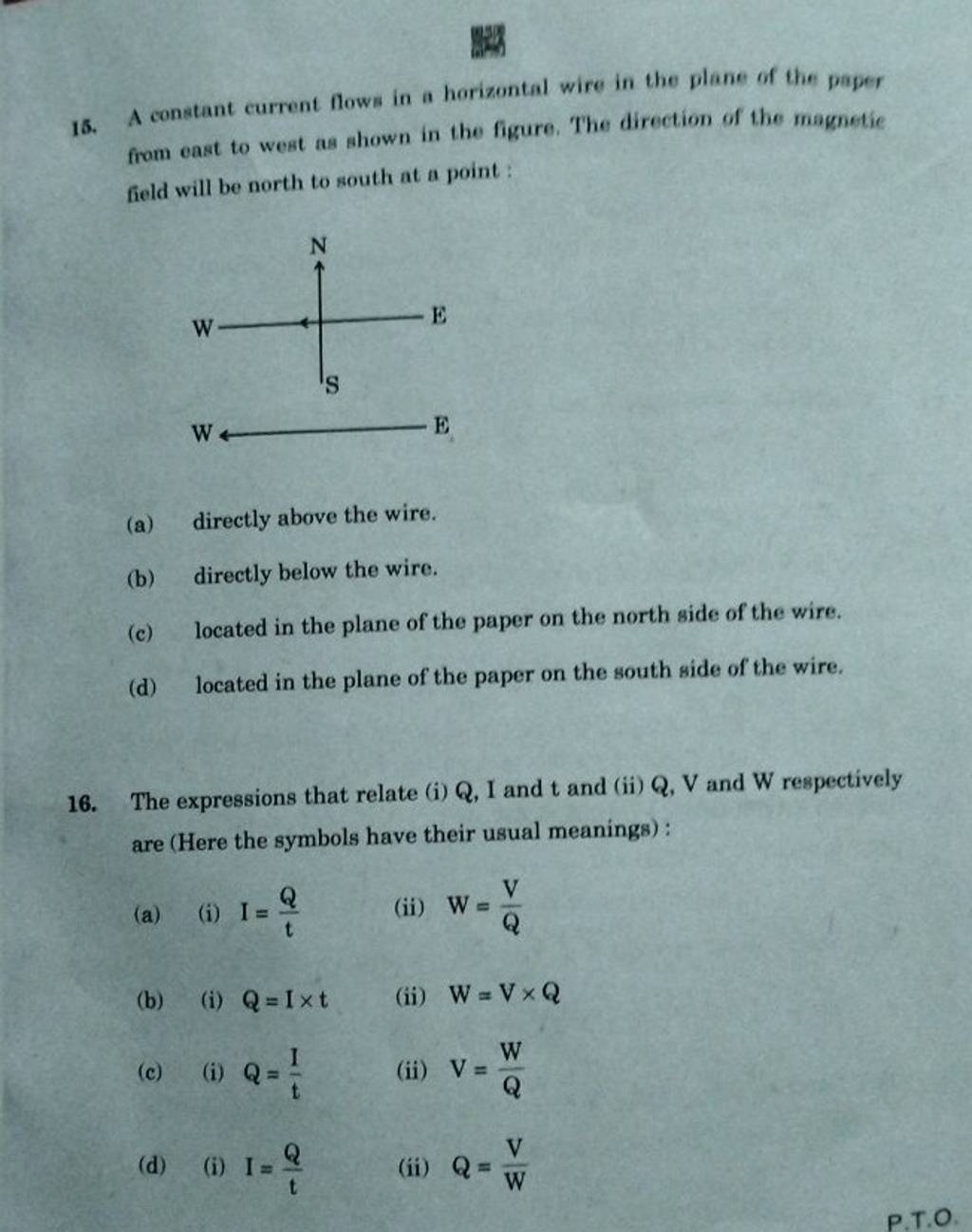 The Expressions That Relate (i) Q,I And T And (ii) Q,V And W Respectively..