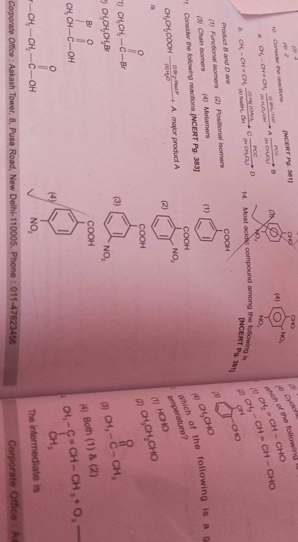 Solved 1. CH3-CH2-OH + PCC a. (CH3)2-C=N-OH 2. CH3-CHO + 2