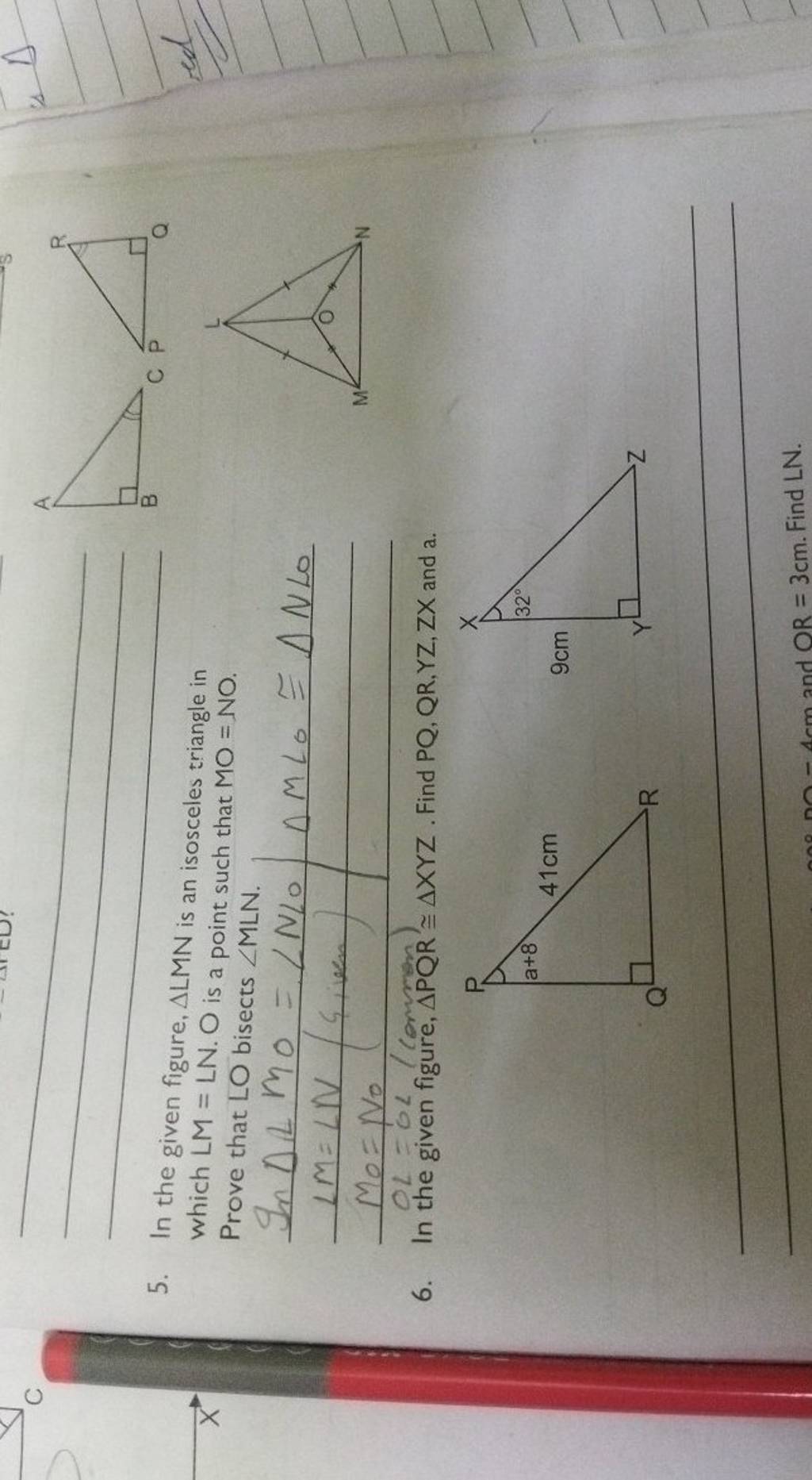 5. In the given figure, LMN is an isosceles triangle in C P ed which LM=..