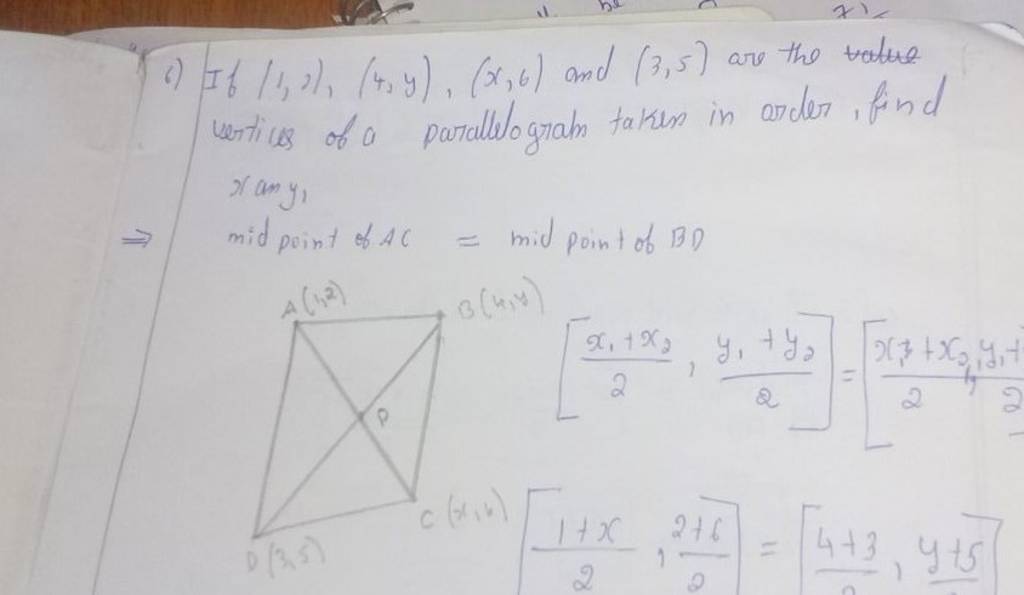 6 If 1 2 4 y x 6 And 3 5 Are The Vertices Of A Parallelogram Fak 