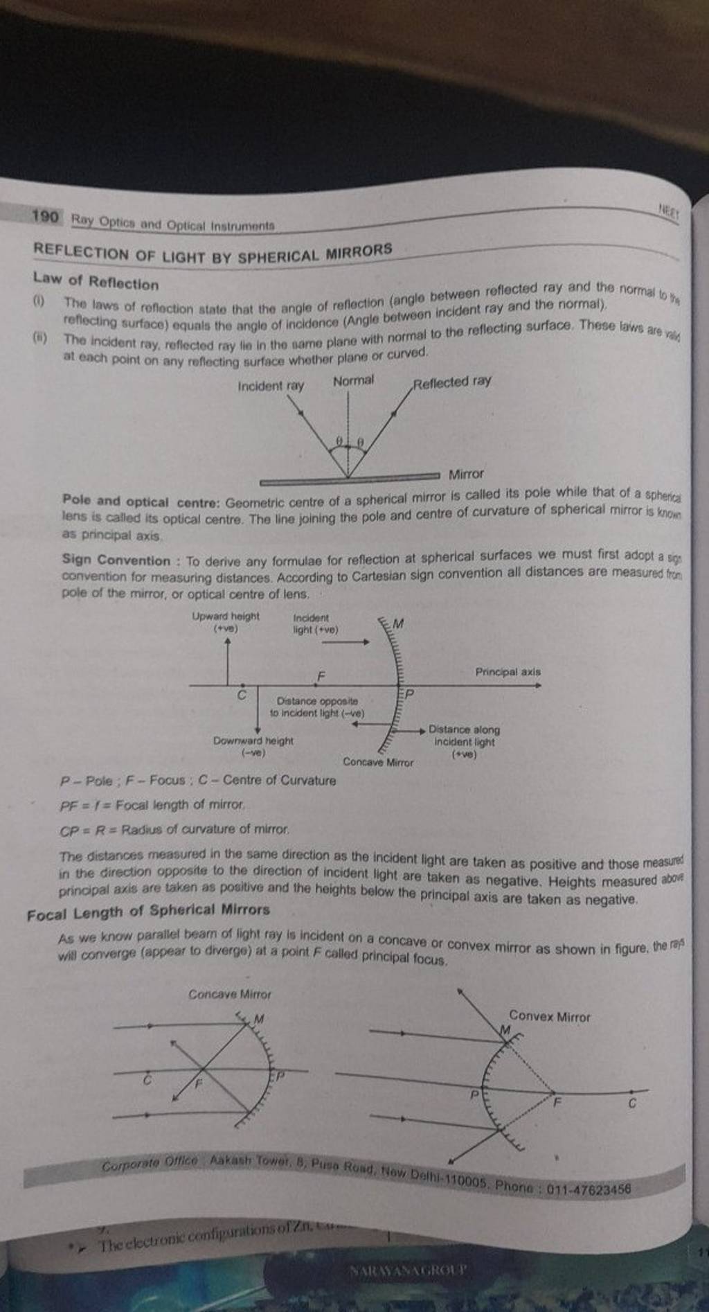 190 Ray Optics and Optical instruments REFLECTION OF LIGHT BY SPHERICAL M..