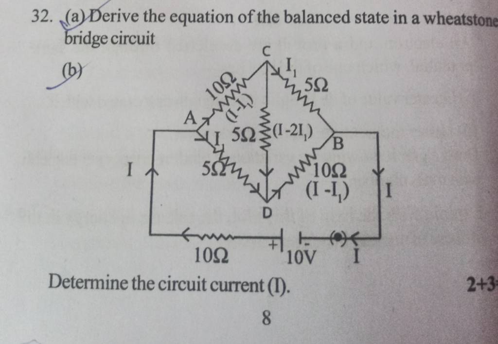 32. (a) Derive The Equation Of The Balanced State In A Wheatstone Bridge