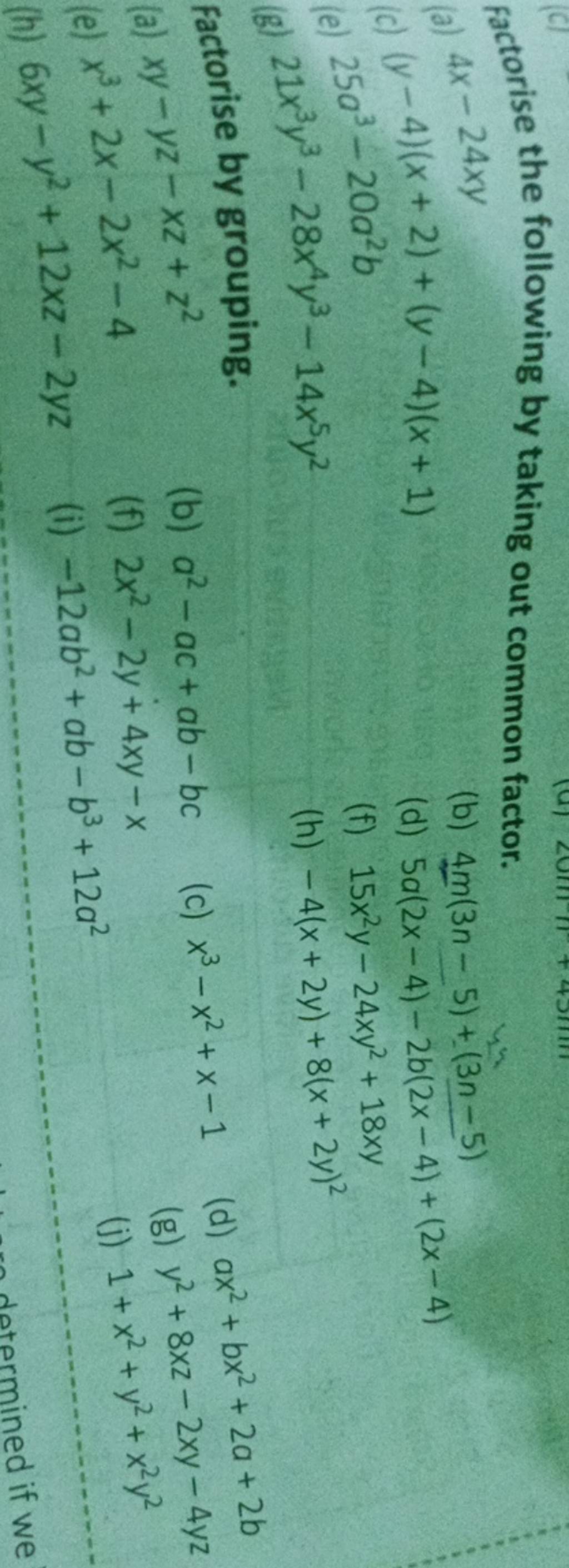 Factorise The Following By Taking Out Common Factor a 4x 24xy b 4m 3 factorise-the-following-by-taking-out-common-factor-a-4x-24xy-b-4m-3