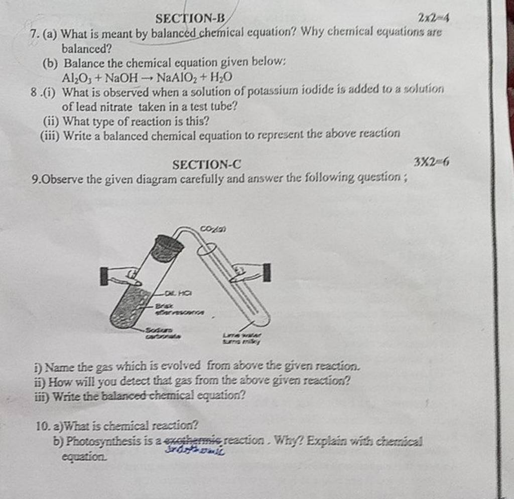 SECTION-B 7. (a) What Is Meant By Balanced Chemical Equation? Why Chemica..