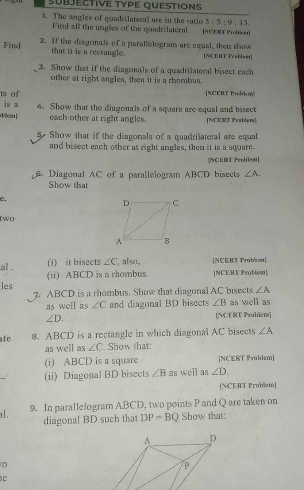 1. The angles of quadrilateral are in the ratio 3:5:9:13. Find all the an..