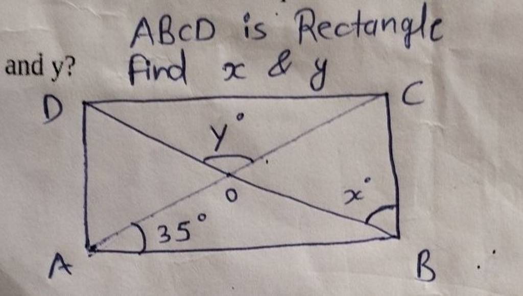 ABCD is Rectangle and y ? Find x \& y