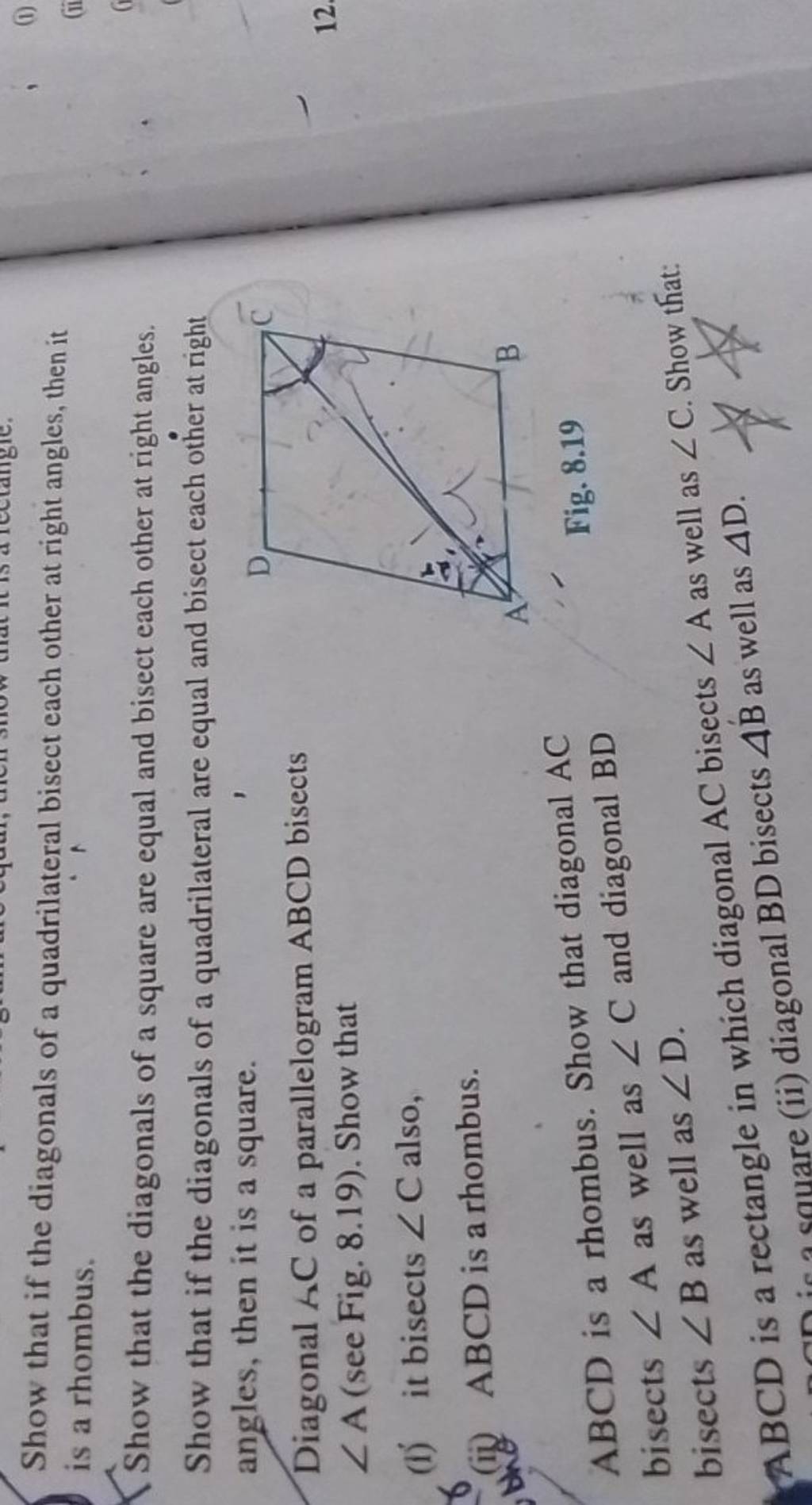 Show That If The Diagonals Of A Quadrilateral Bisect Each Other At Right