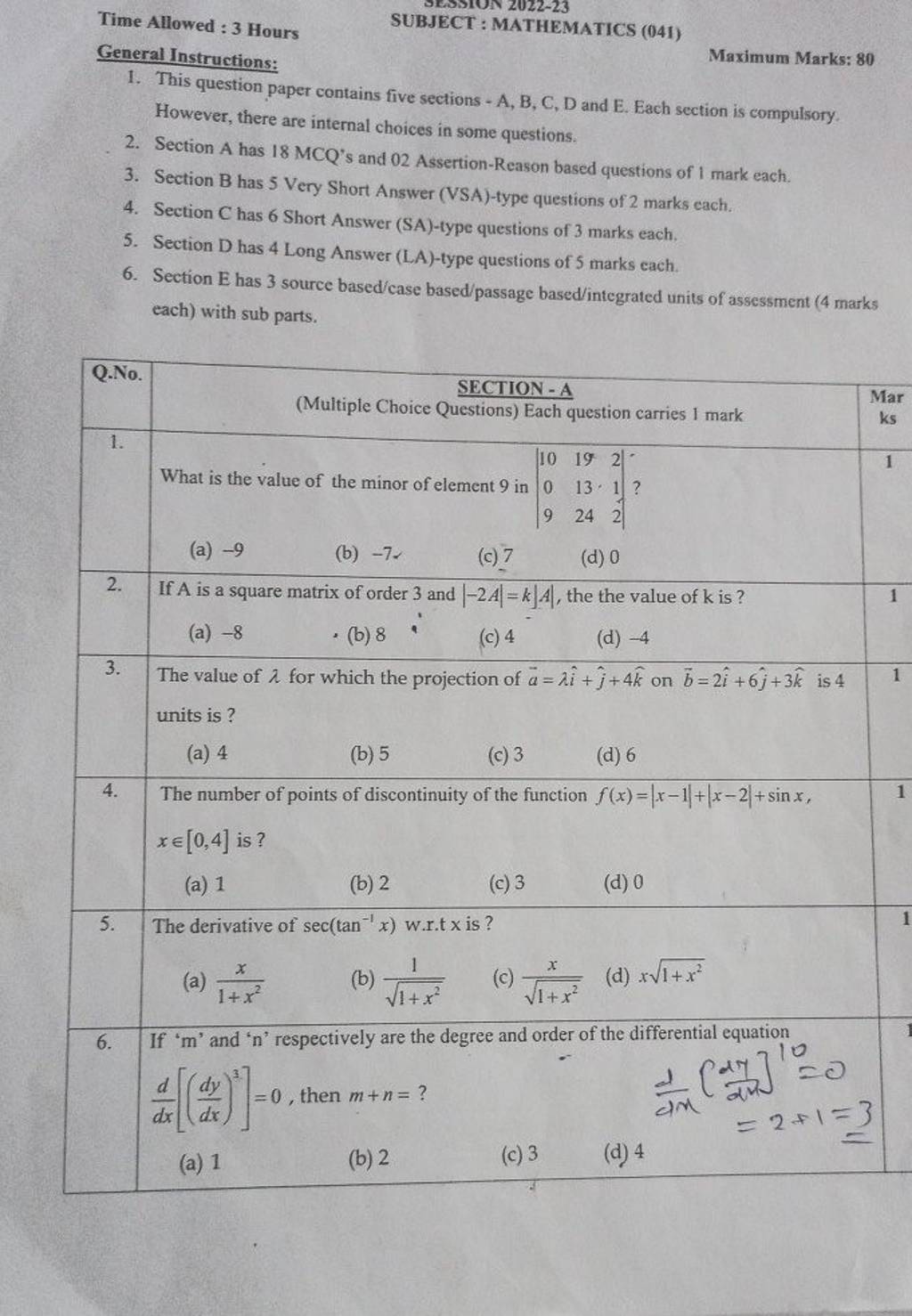 SUBJECT MATHEMATICS 041 General Instructions Filo subject-mathematics-041-general-instructions-filo