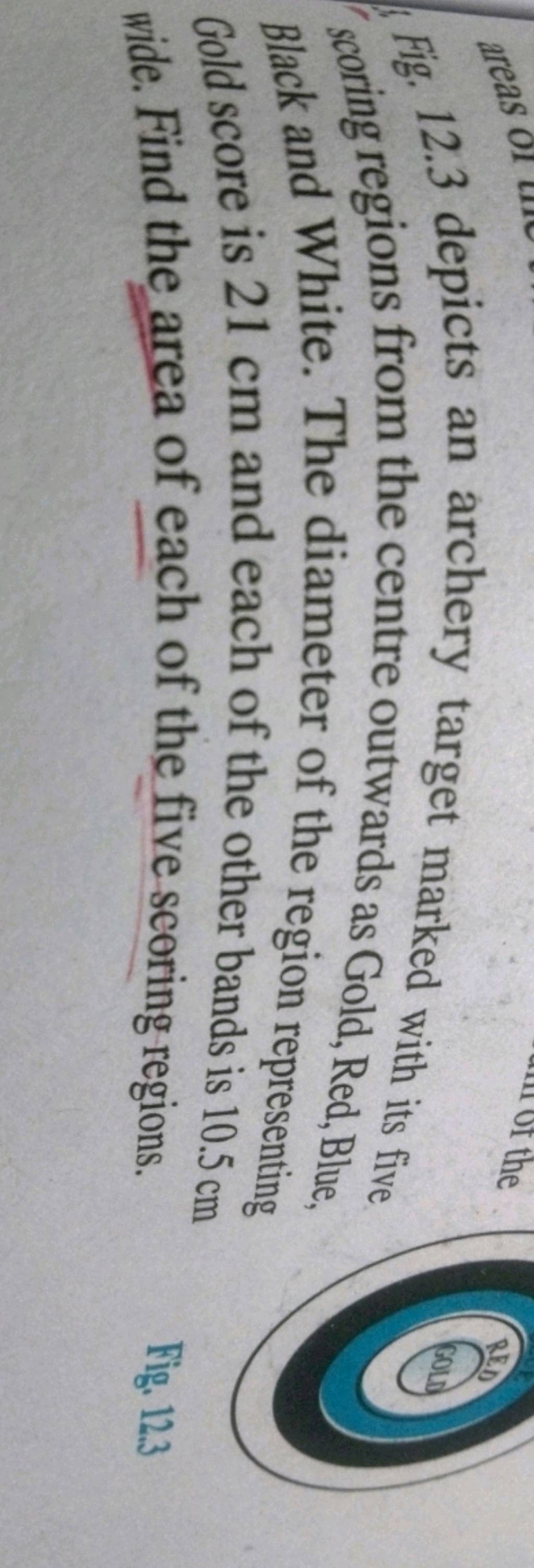 Fig, 12.3 depicts an archery target marked with its five scoring regions