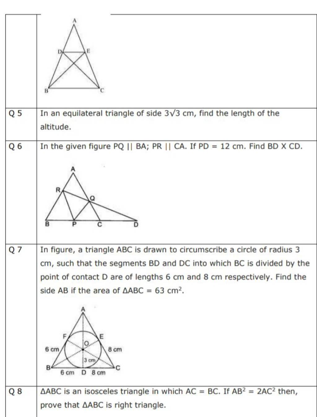 find the altitude of an equilateral triangle of side 5 √ 3