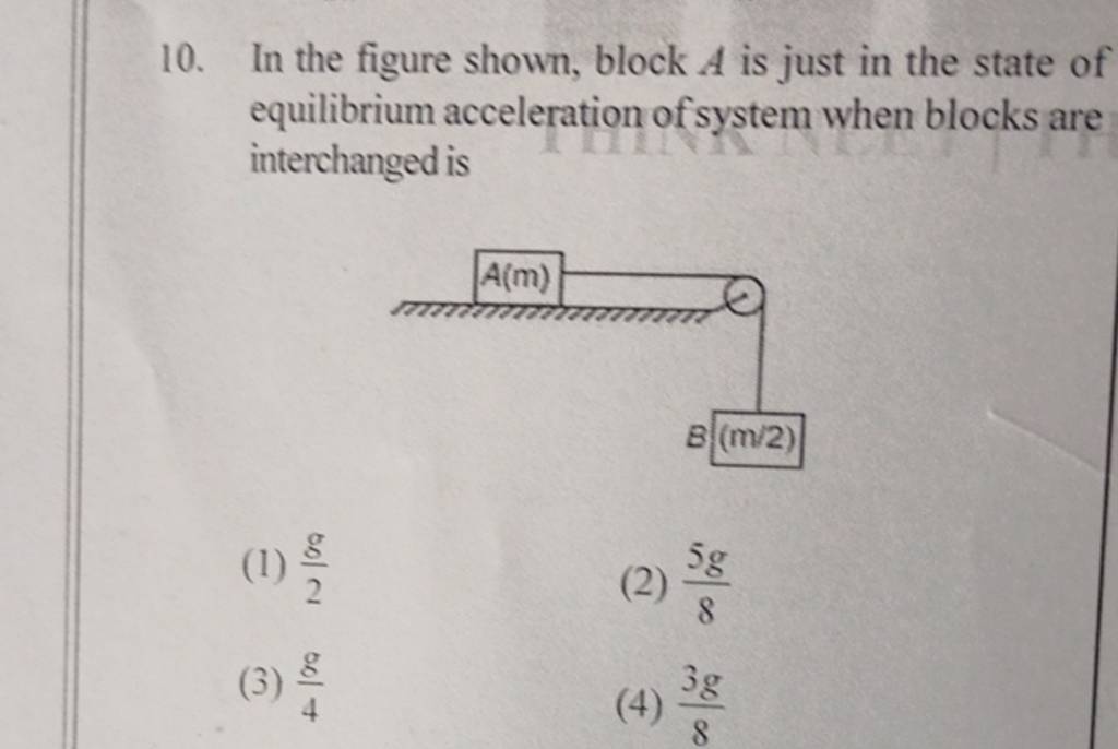 In the figure shown, block A is just in the state of equilibrium accelera..