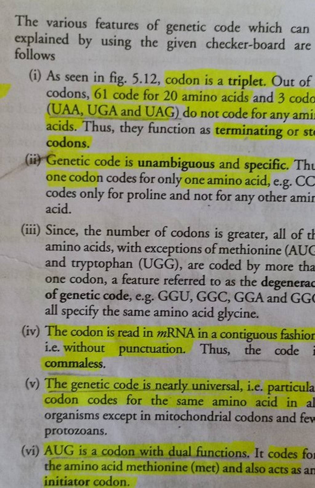 the-various-features-of-genetic-code-which-can-explained-by-using-the-giv