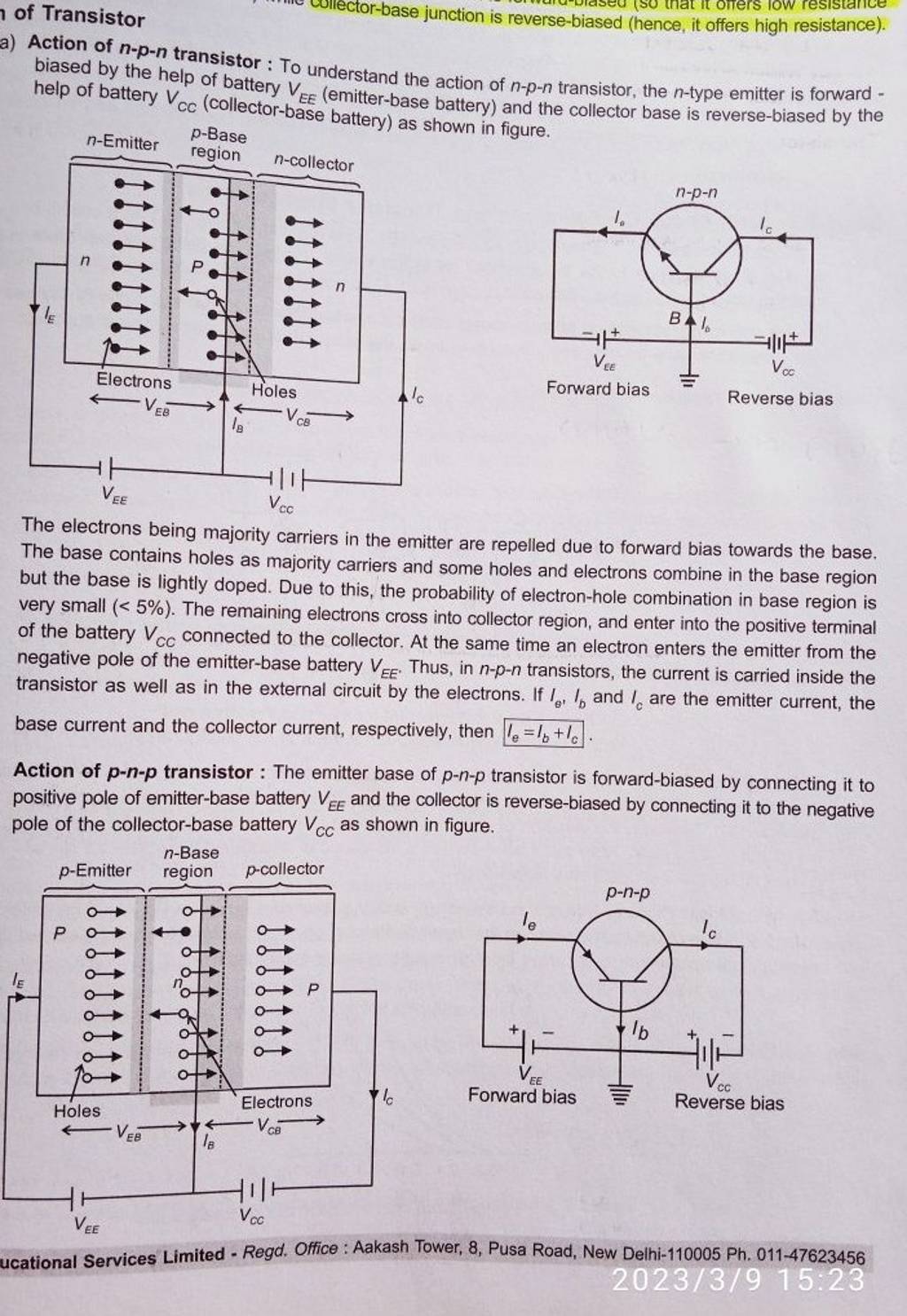 of Transistor a) Action of n−p−n transistor To understand the action of