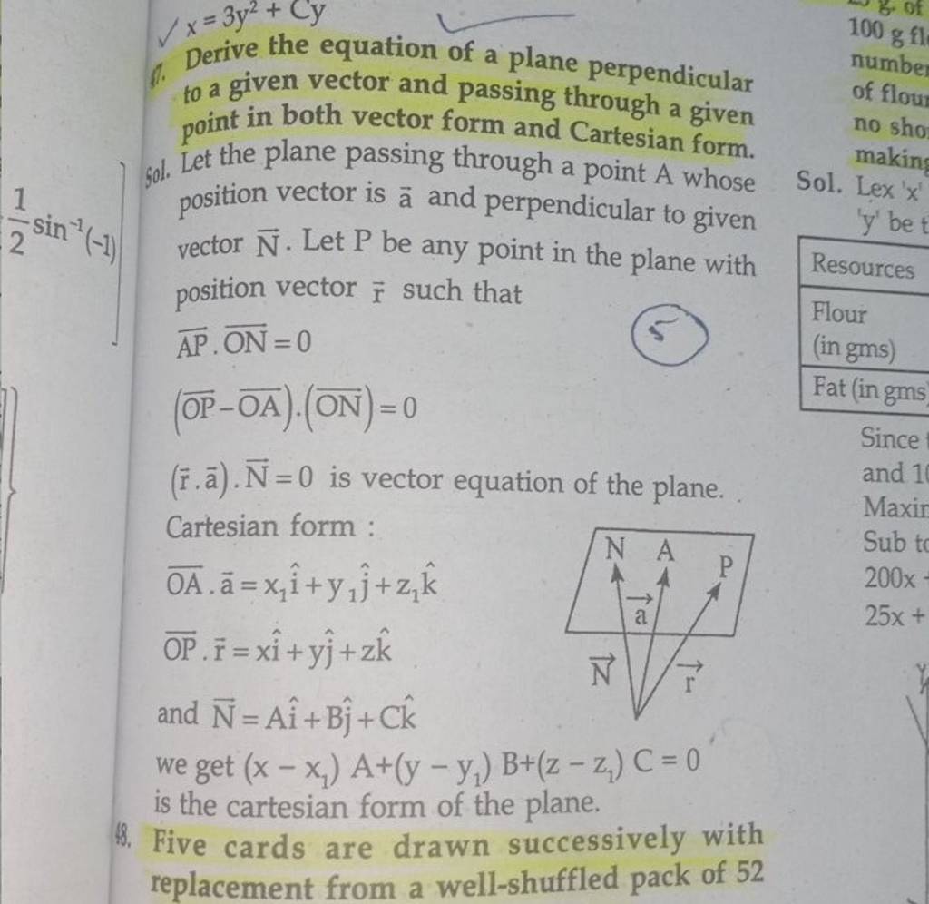 1. Derive the equation of a plane perpendicular to a given vector and pas..