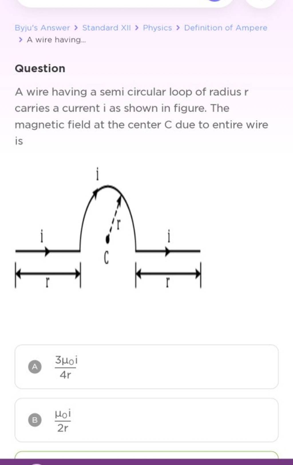 Byju's Answer > Standard XII > Physics > Definition of Ampere > A wire ha..