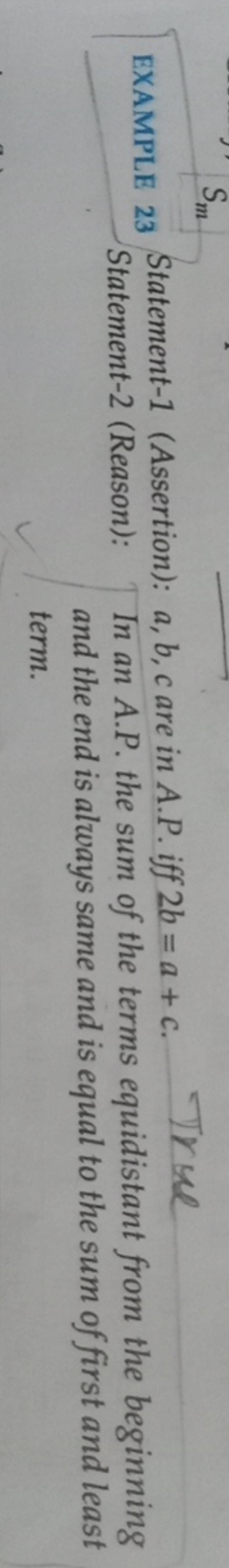 EXAMPLE 23 Statement-1 (Assertion): A,b,c Are In A.P. Iff 2b=a+c. True St..