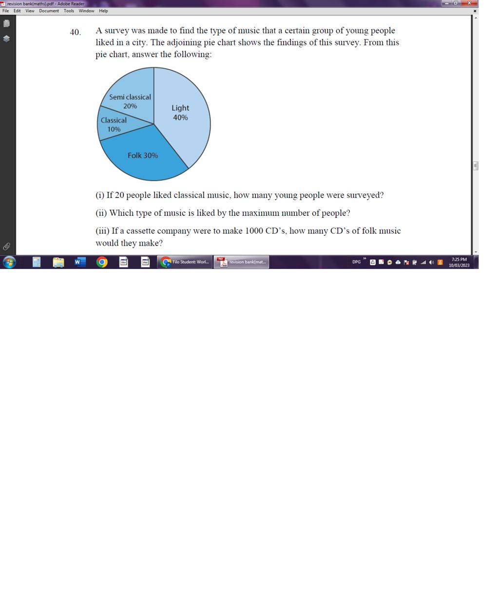 40 a survey was made to find the type of music that a certain group of y 