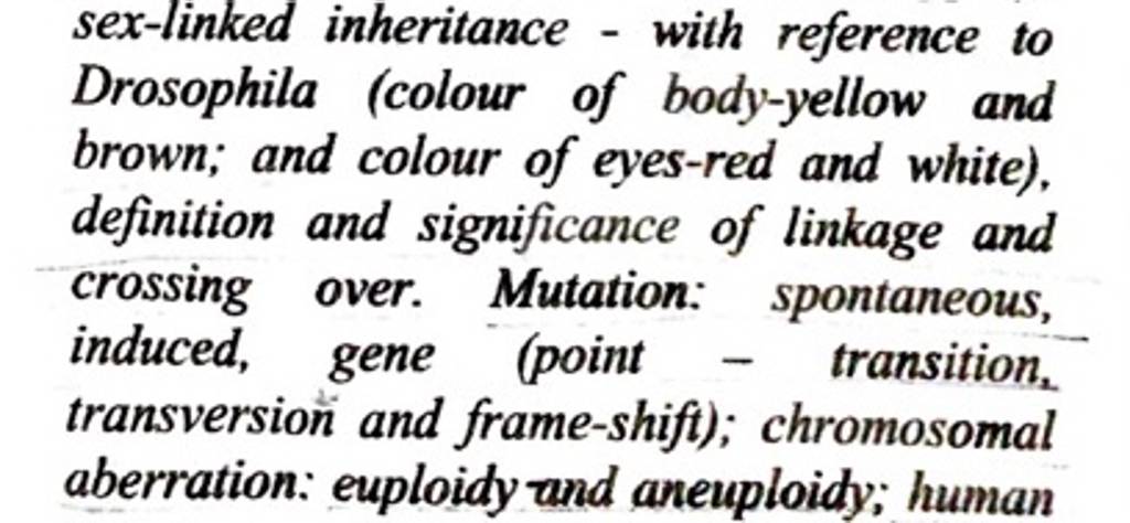 Sex Linked Inheritance With Reference To Drosophila Colour Of Body Yel