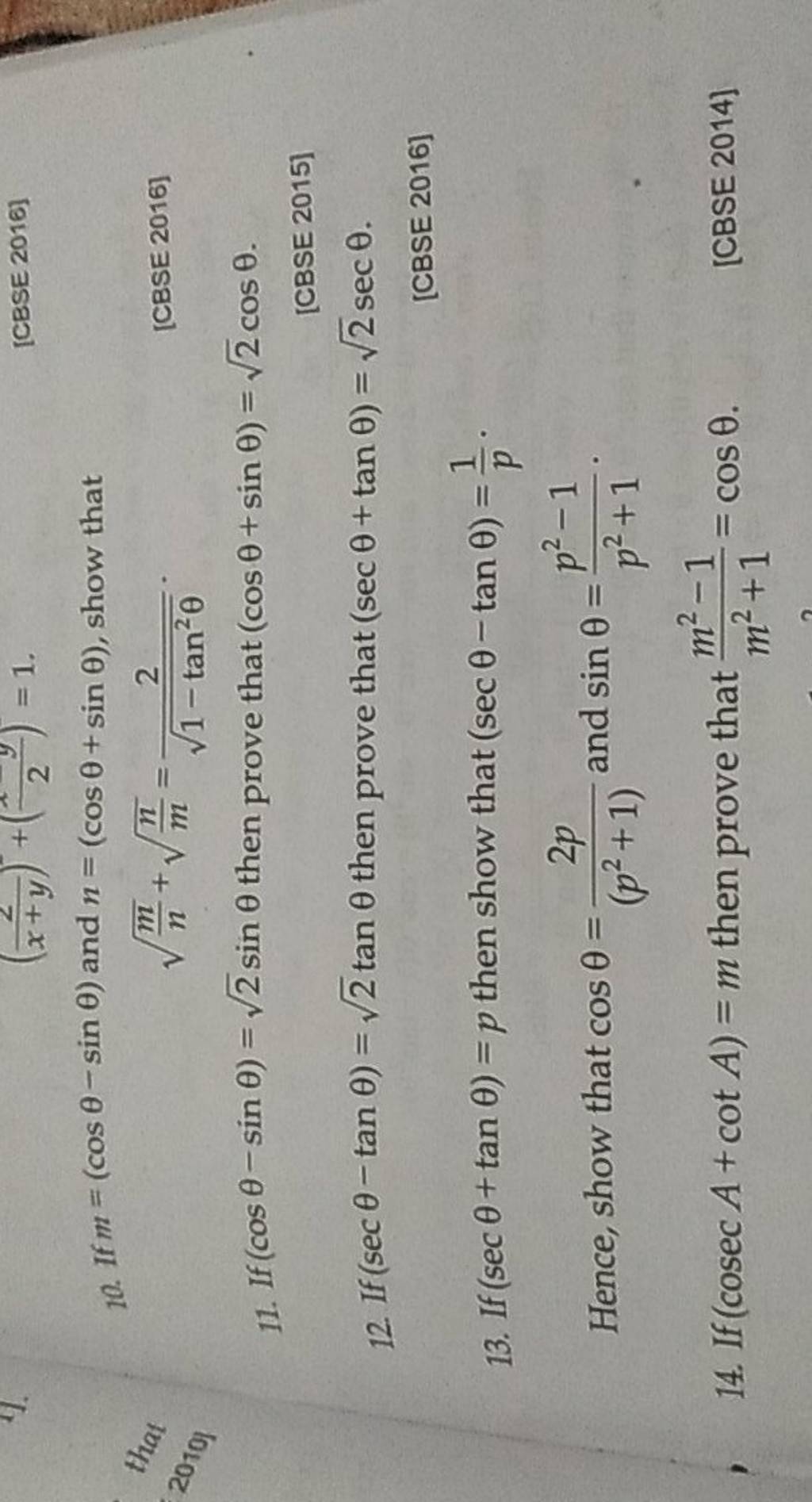 10 If M cos sin And N cos sin Show That Nm mn 1 tan2 2 C 10-if-m-cos-sin-and-n-cos-sin-show-that-nm-mn-1-tan2-2-c